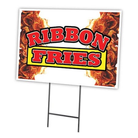 Signmission Ribbon Fries Yard Sign & Stake outdoor plastic coroplast window, C-1824-DS-Ribbon Fries C-1824-DS-Ribbon Fries